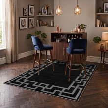 (120 X 170 cm, Nico Black) Luxury Printed Rugs Large Runner Rug & Door Mats
