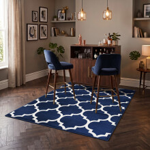 (120 X 170 cm, Ava Navy) Luxury Printed Rugs Large Runner Rug & Door Mats