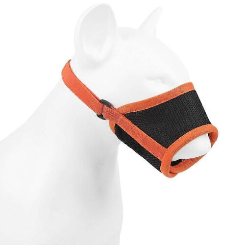 Adjustable Dog Muzzle – Soft Secure Muzzle for Medium & Large Breeds (Orange, Size M)