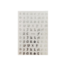 (Silver)Pegatinas para arte en uñas 3d alfabeto latino romano inglés letras calcomanías punta de decoración
