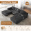 Corduroy Modular Sofa | Cloud-style Sectional 3 Seater Sofa with 2 Footstools Set Fluffy Memory Foam Cushions 3