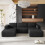 Corduroy Modular Sofa | Cloud-style Sectional 3 Seater Sofa with 2 Footstools Set Fluffy Memory Foam Cushions 8