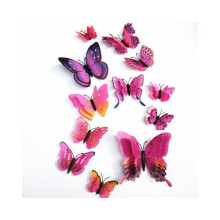 (Rose Red)3D Schmetterling Wandaufkleber PVC Wasserdicht Wohndeko für Wohnzimmer Schlafzimmer Zimmer