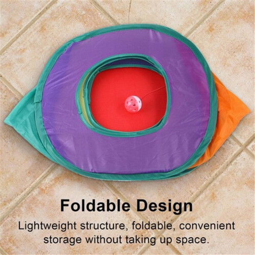Cat Tunnel with Play Balls – Foldable Cat Cube Playhouse with Three-Sided Openings 2