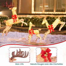 Beleuchtetes Weihnachts-Rentier-Set, 3-teilig, 255 warmweiße Lichter