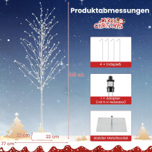 186 cm hoher LED-Birkenbaum mit warmweißen Lichtern