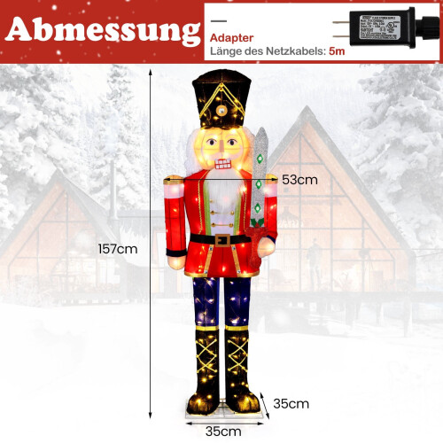 Beleuchtete Nussknackerfigur, 157 cm, 100 LED-Leuchten 2