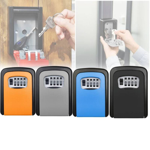 (Grey)Wall Mounted Key Safe Box Construction Site Home No Drill Storage Door Peephole 1