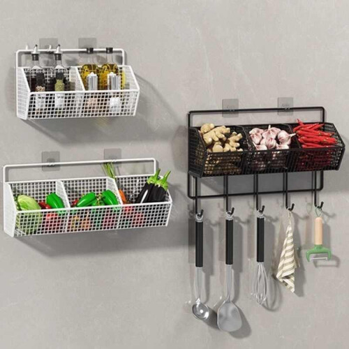 (White,26*15*11cm)Kitchen Utensils Condiments Organizer Rack Wall Hanging Storage Tools Plate 2