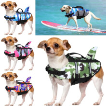 (Pink,S)Hundeschwimmweste Haustier Sicherheit Schwimmen Camouflage Hai Float verstellbar Auftrieb