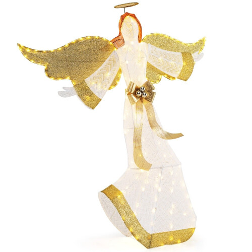 Verlichte kerstengel van 160 cm met aureool en ledverlichting 1
