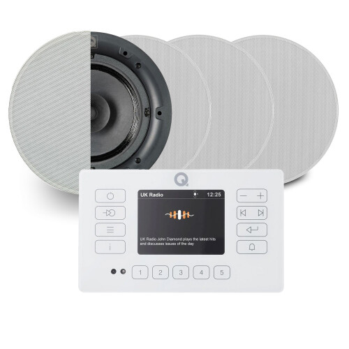 Q Acoustic E120 White DAB+ Radio & Bluetooth Ceiling Speaker System - 4x QI65CB