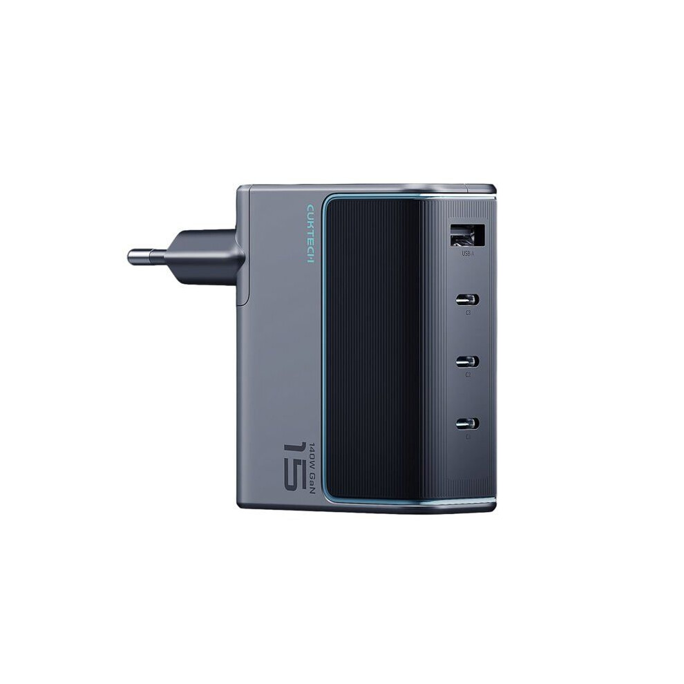 Cuktech AD1404UEU Ladegerät 140W GaN 3x USB-C + USB-A + USB-C-Kabel, grau - Bild 2