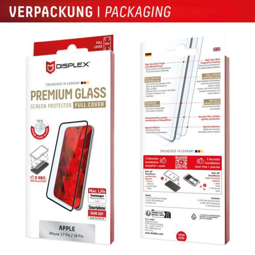 Cristal templado premium - DISPLEX - Para iPhone 17 Pro/18 Pro