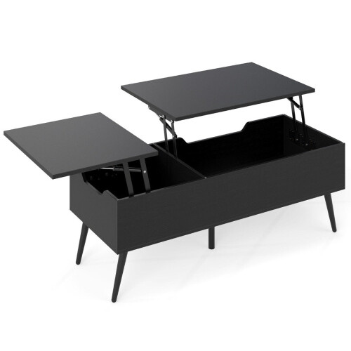 Mesa de centro elevable ajustable con almacenamiento oculto, color negro 1