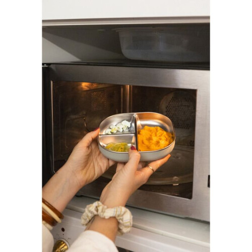 BEABA Assiette compartimentée bébé en inox micro-ondable Barbe à Papa 2