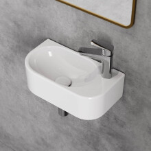 HOROW Ceramic Small Bathroom Sink, 40x22x11cm Cloakroom Sink Wall-Mounted/Countertop Basin