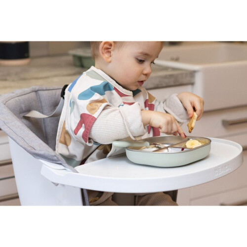 BEABA Assiette compartimentée bébé en inox micro-ondable Vert-de-Gris 2
