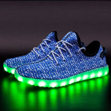 (Blue,33Foot Length21.5cm)Led Luminous Sneakers Usb Charge Children Low Cut Shoes Fashion Gift Casual