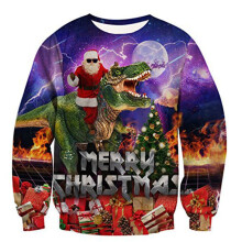 (Santa Claus,M)Ugly Christmas Sweater Womens Mens Dinosaur Sweatshirt Long Sleeve Tops Pullover