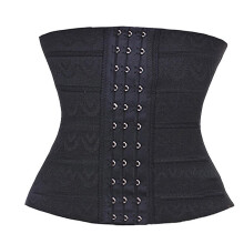 (Black,XXL)Solid Color Jacquard Women Waist Body Shaping Belt With Hook Design Closure