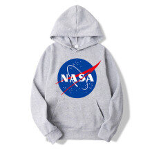 (Light Gray,Tag 2XL=US L)Nasa Hoodie Pullover Tops Sweaters Unisex Hiphop Skateboard Tops Sweatshirts