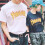 (BLACK,S)Unisex Mens Womens Short Sleeve Tshirt Thrasher Tops Crew Neck Tee Pullover 13