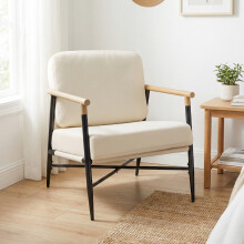 Fauteuil met accenten, beige, met afneembare kussens met ritssluiting.