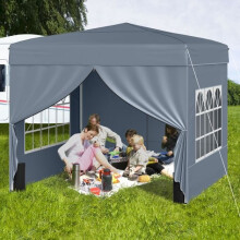 10x10 pop-up partytent met 4 zijwanden, grijs