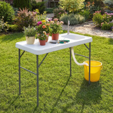 Visreinigingstafel, opklapbare spoelbak en kraan, 114 cm