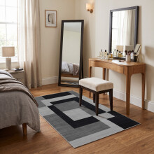 (80 X 150 cm, Milo Black Grey) Luxury Printed Rugs Large Runner Rug & Door Mats