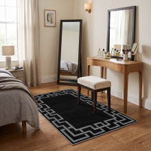 (80 X 150 cm, Nico Black) Luxury Printed Rugs Large Runner Rug & Door Mats