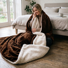 (Coffee, 150x200 cm) Soft Sherpa Throw Blanket for Sofa Bed Warm Fleece