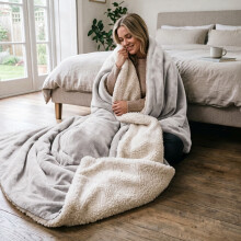 (Silver, 200x240 cm) Soft Sherpa Throw Blanket for Sofa Bed Warm Fleece