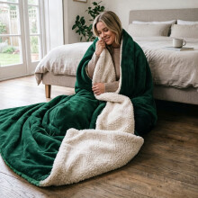 (Green Emerald , 230x270 cm) Soft Sherpa Throw Blanket for Sofa Bed Warm Fleece