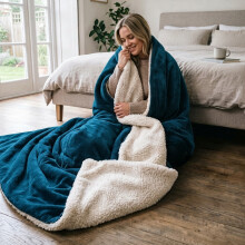 (Teal , 130x150 cm) Soft Sherpa Throw Blanket for Sofa Bed Warm Fleece