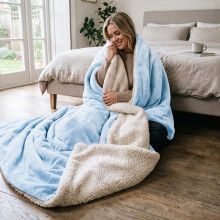 (Sky Blue/Light Blue, 200x240 cm) Soft Sherpa Throw Blanket for Sofa Bed Warm Fleece