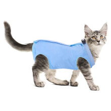 Cat Postoperative Sanitary Suit – Soft Breathable Recovery Jumpsuit, Blue L