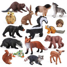 S.Fine Forest Animals Figurine Set, 16 Pcs Mini Multicolor Realistic Toy Figures, Educational Playset for Kids