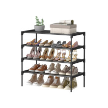 4-Tier Shoe Rack - Non-Woven Fabric - Ink Black - Space-Saving Design