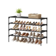 4-Tier Shoe Rack - Non-Woven Fabric - Ink Black - Space-Saving Design