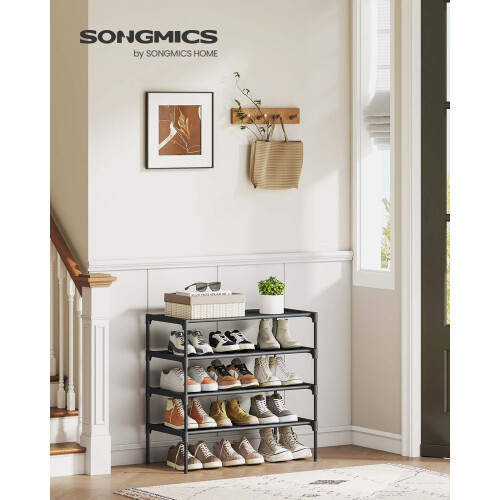 4-Tier Shoe Rack - Non-Woven Fabric - Ink Black - Space-Saving Design 1