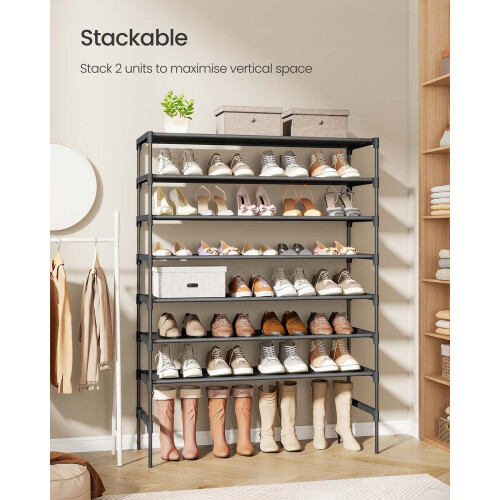 4-Tier Shoe Rack - Non-Woven Fabric - Ink Black - Space-Saving Design 2