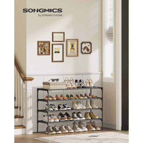 4-Tier Shoe Rack - Non-Woven Fabric - Ink Black - Space-Saving Design 1
