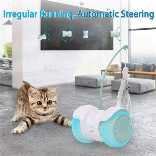 Interactive Robotic Cat Toy – USB-Rechargeable 360 Self-Rotating Ball with LED Light 2