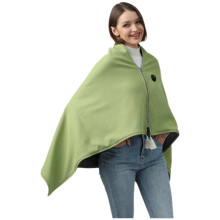 (Green) USB Powered Warmer Shawl Blanket Wearable Design Fast Heating Heating Blanket Cozy Washable Heated Throw Blanket Car Use