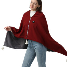 (Red) USB Powered Warmer Shawl Blanket Wearable Design Fast Heating Heating Blanket Cozy Washable Heated Throw Blanket Car Use