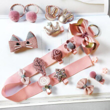 (Comme sur l'image, 18PCS SET 3) Kids Hair Accessories Set – Bunny Bow Hair Clips Ties – Fabric Cartoon Barrettes – Assorted Colors