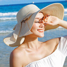(Beige, pack-1) Wide Brim Straw Hat for Women Summer Beach Sun Hat Foldable Breathable UPF Protection Cap Beige