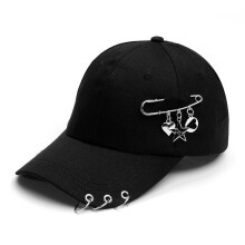 (Noir, pack-3) Punk Goth Hip-Hop Baseball Cap Korean Style Black Cotton Snapback Visor Hat for Men Women Trucker Dad Cap